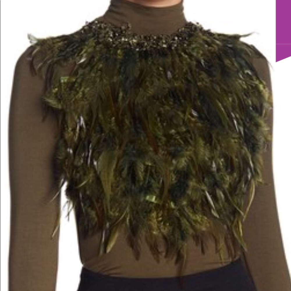 Olive feather long sleeve top